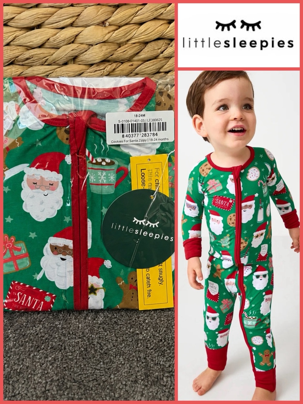 🎅Little Sleepies Cookies for Santa Zippy 18-24